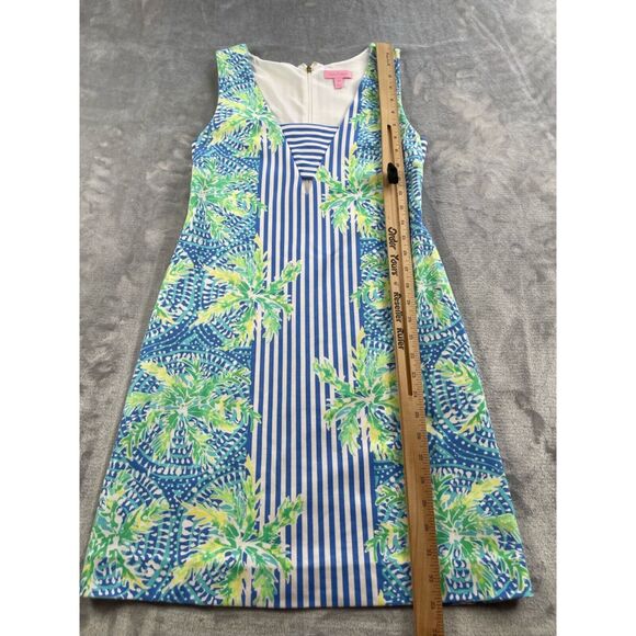 Lilly Pulitzer Dress XS Chiara Bennet Blue Stripe Tropic Print Cut Out Shift - Picture 8 of 15